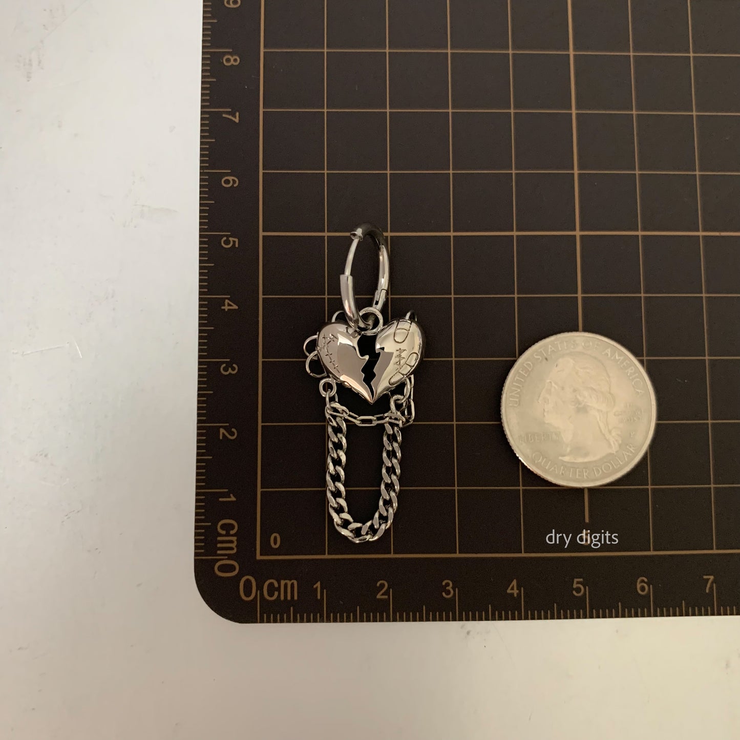 Broken Heart Chain Hoop Earrings – Silver Linked Dangle Set