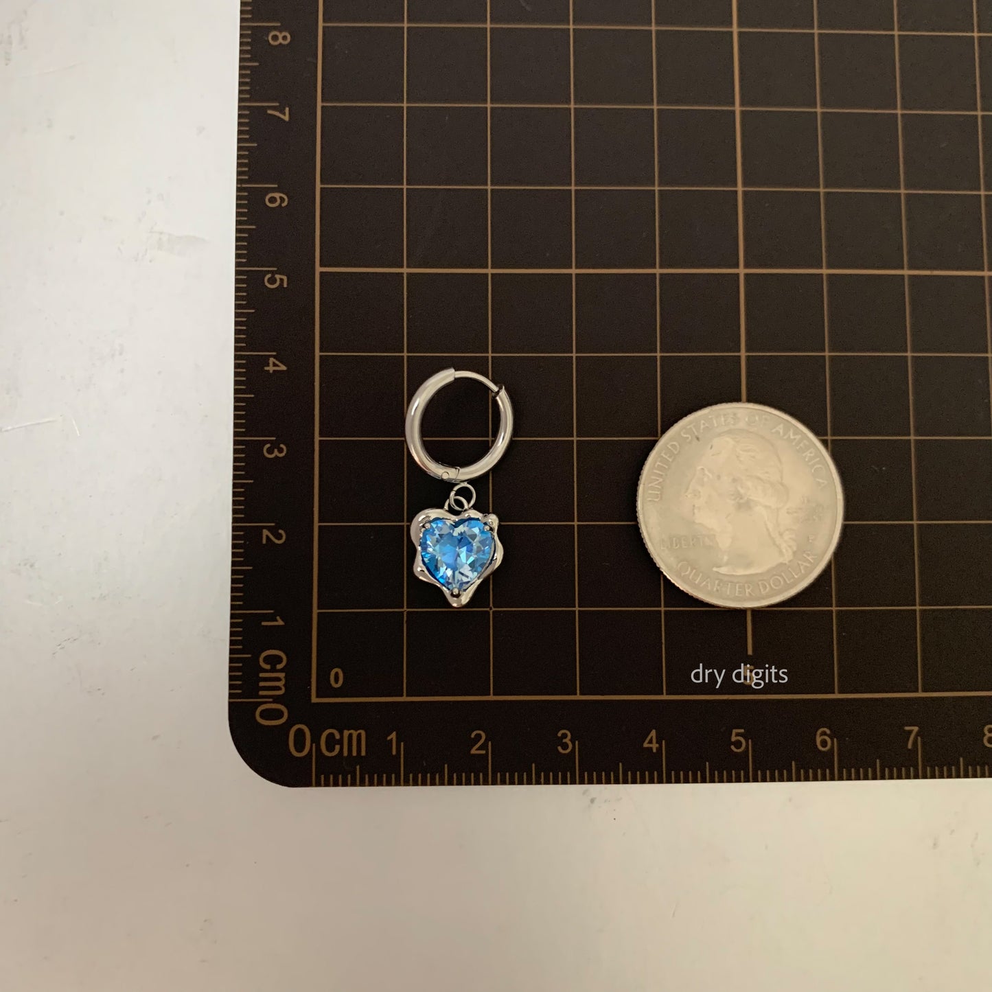 Blue Heart Crystal Hoop Earrings – Silver Spark Dangles