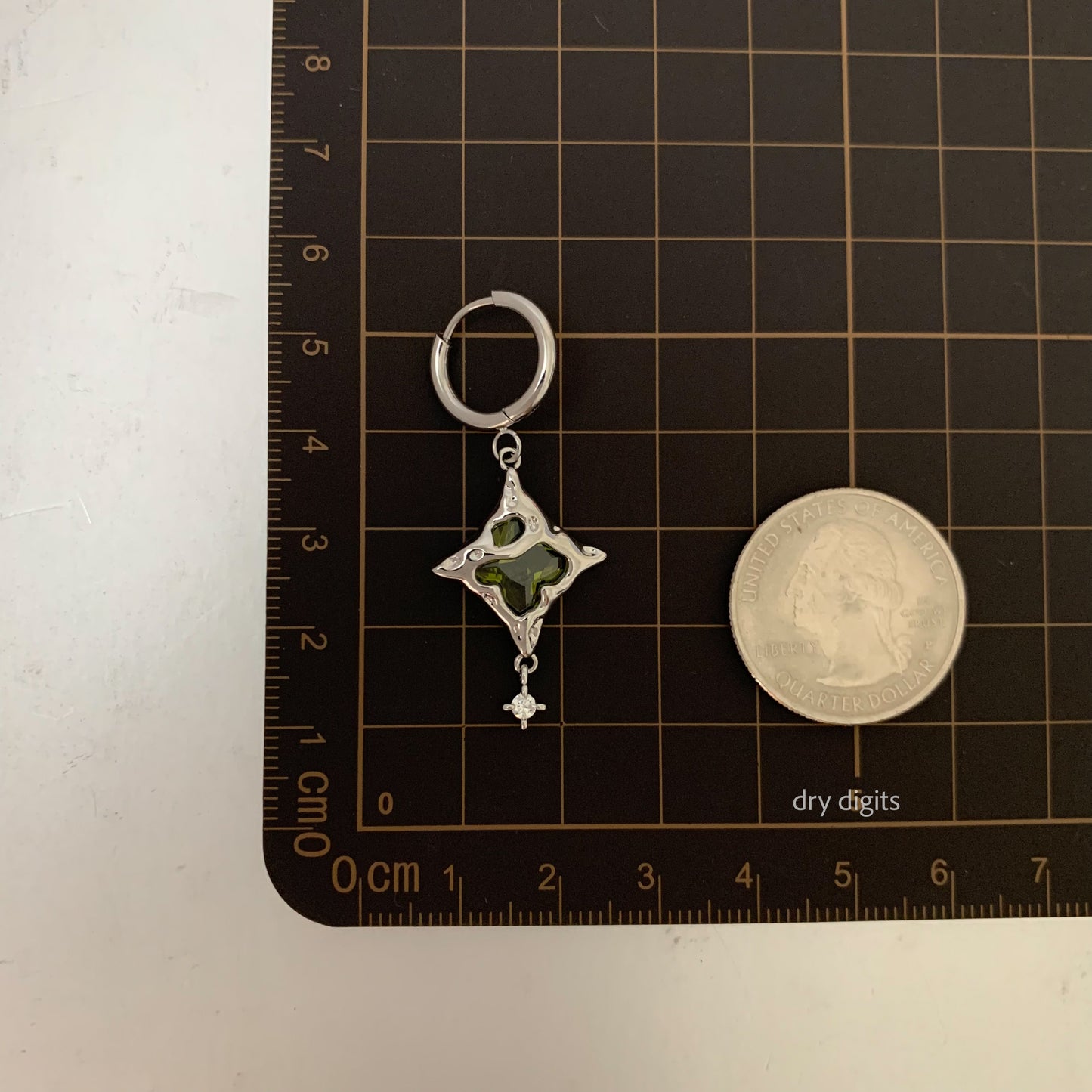 Molten Green Star Hoop Earrings – Irregular Gem Dangles