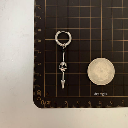 Skull Spike Hoop Earrings – Silver Gothic Dangle with Black Crystal