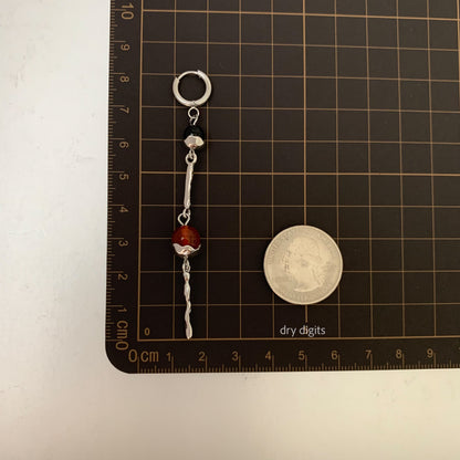 Long Drop Hoop Earrings – Black Onyx & Red Agate Dangle