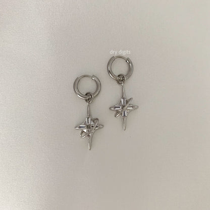 Orbit Star Hoop Earrings – Silver Cosmic Crystal Dangles